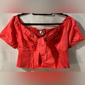 NWT 4X 22/24 Pink Unique Vintage Smocked Tie Neck “Turner” Crop Top